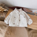 Beige embroidered winter jacket for 0-3 years old