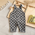 Baby Checkerboard Corduroy Overalls With Front Pocket