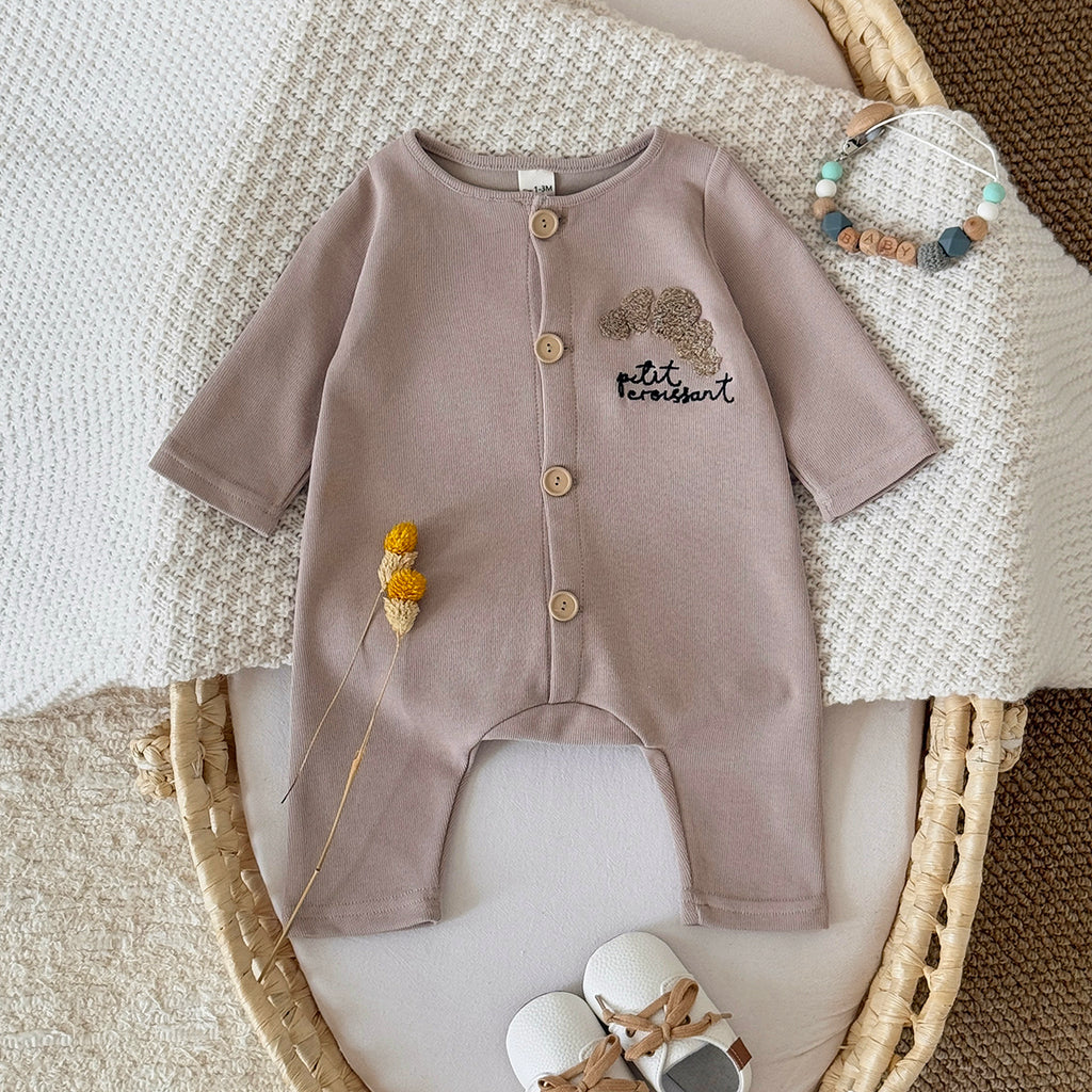 Neutral Baby Cookie Embroidered Long Sleeve Jumpsuit 1-18 Months