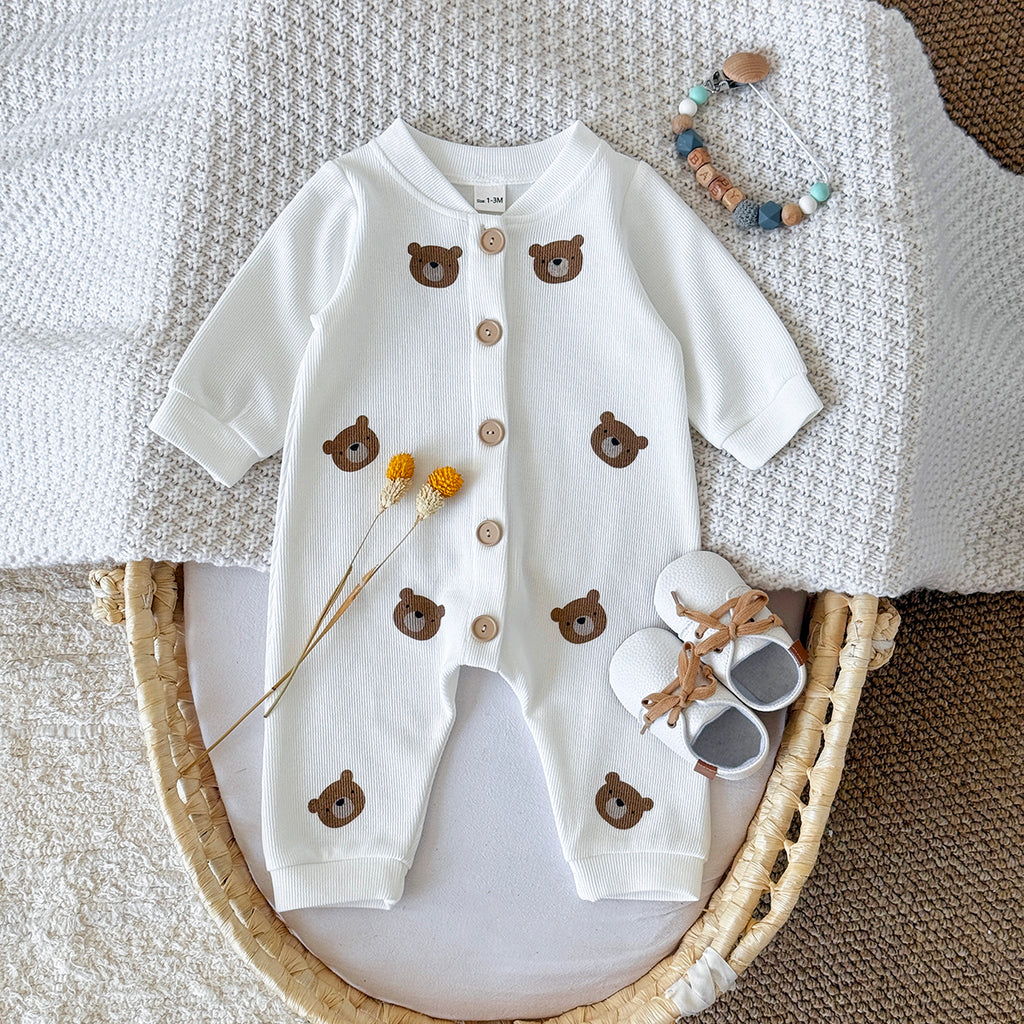 Baby Bear Print Long Sleeve Romper Jumpsuit 1-18Months