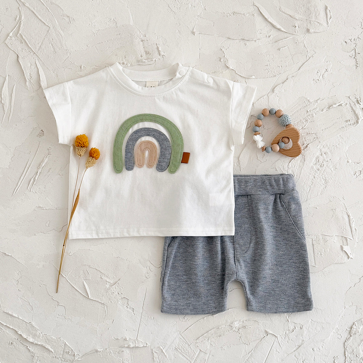 Summer White Rainbow Applique Embroidery Set