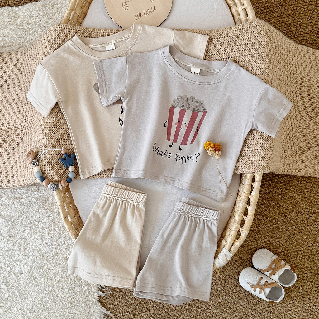 Baby Cartoon Print Tee & Shorts Set