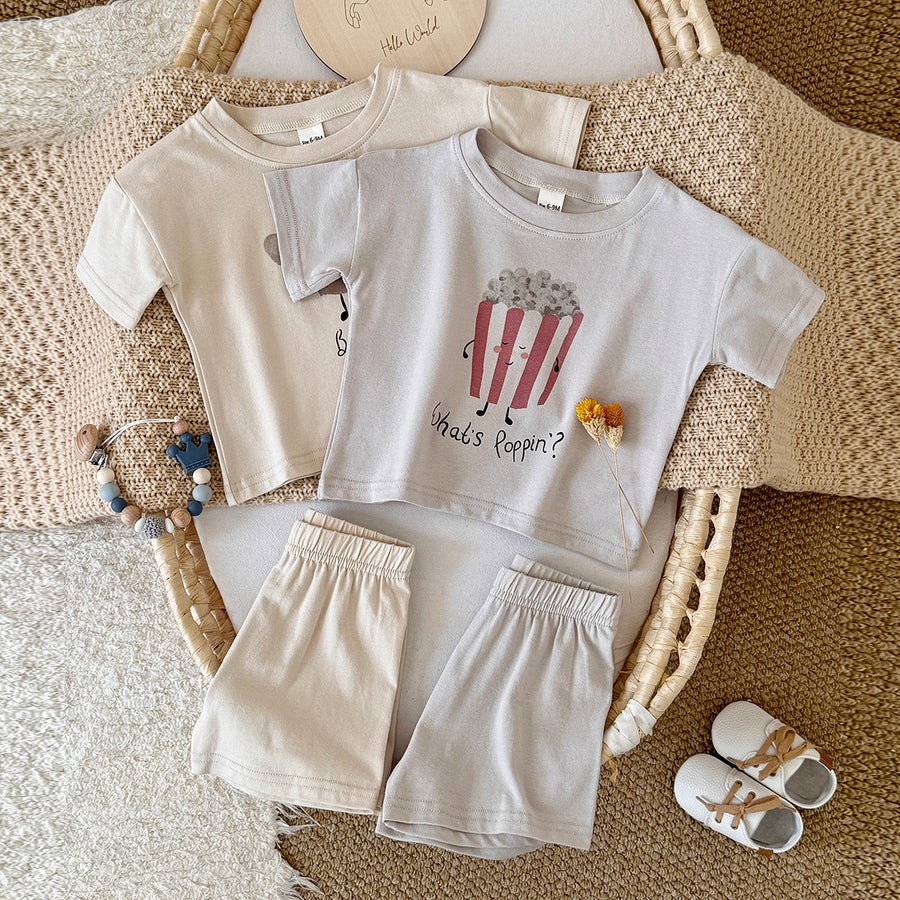 Baby Cartoon Print Tee & Shorts Set