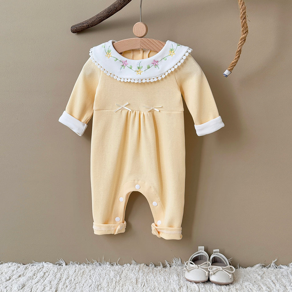 Baby Girls Embroidered Collar Long Sleeve Romper Jumpsuit 1-18Months