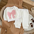 Toddler Girl Bow Embroidered Sweatshirt & Ruffle Pants 2 Piece Set
