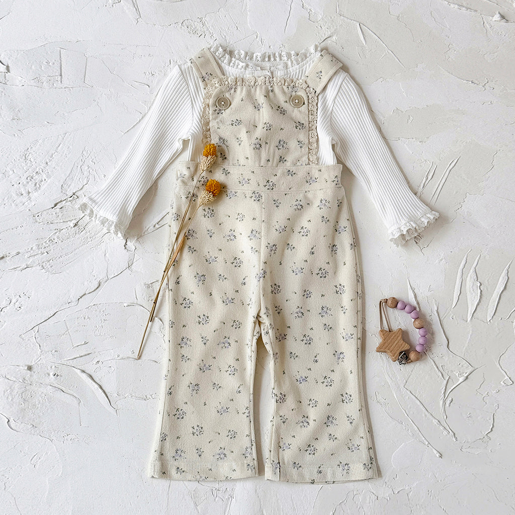 Baby Girl Floral Print Suspender Overalls Casual Spring Autumn Pants 0-3 Years Old