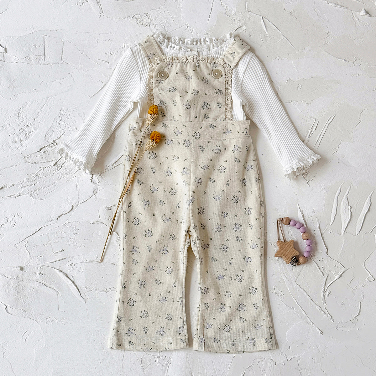 Baby Girl Floral Print Suspender Overalls Casual Spring Autumn Pants 0-3 Years Old