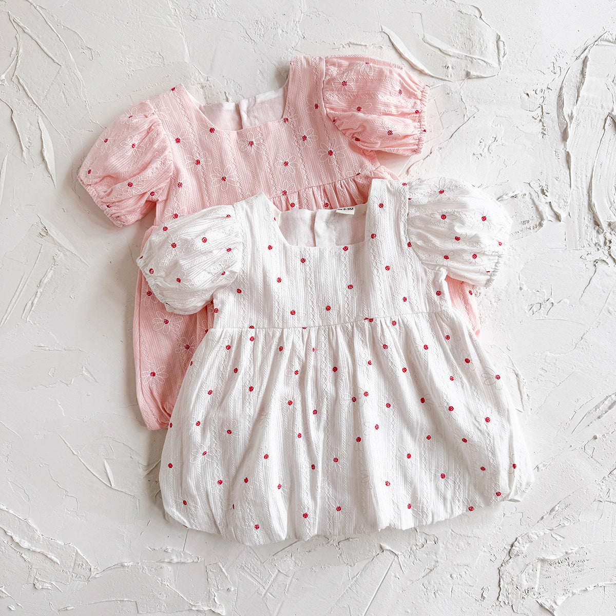 Summer Polka Dot Floral Romper Dress for Baby Girls