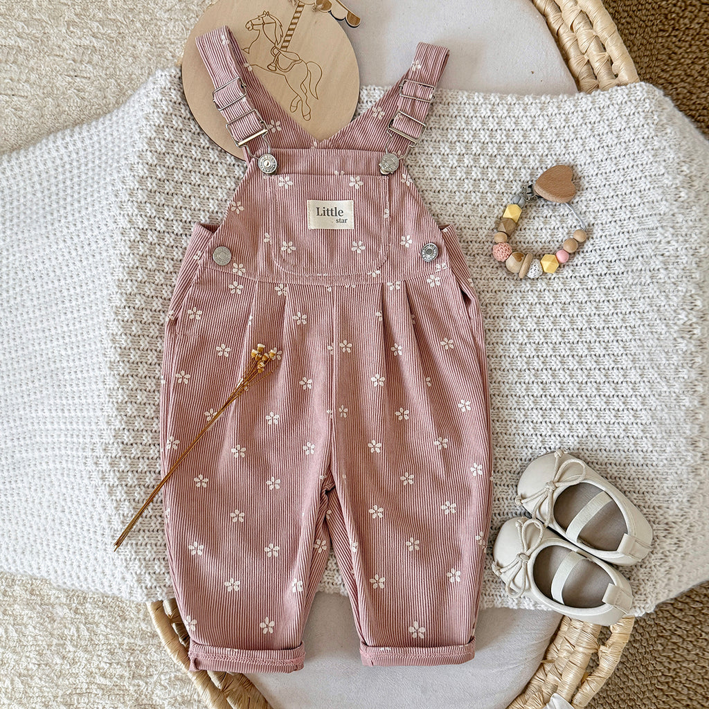 Toddler Floral Corduroy Overalls