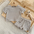 Baby Waffle Striped Short Set