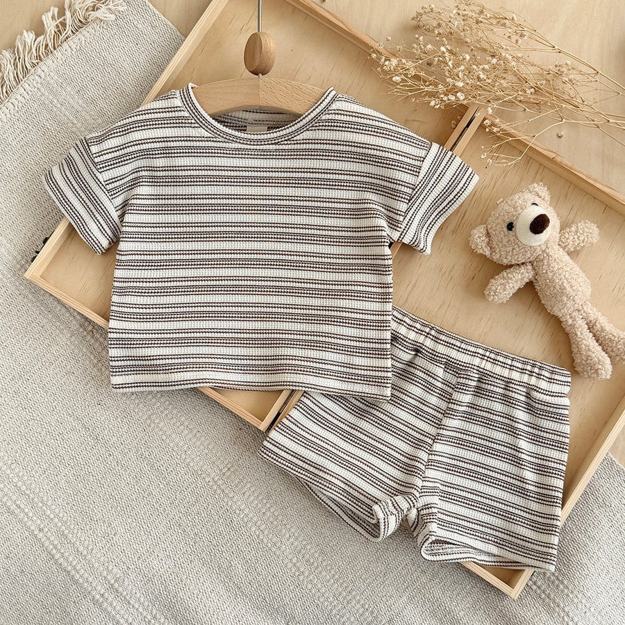 Baby Waffle Striped Short Set