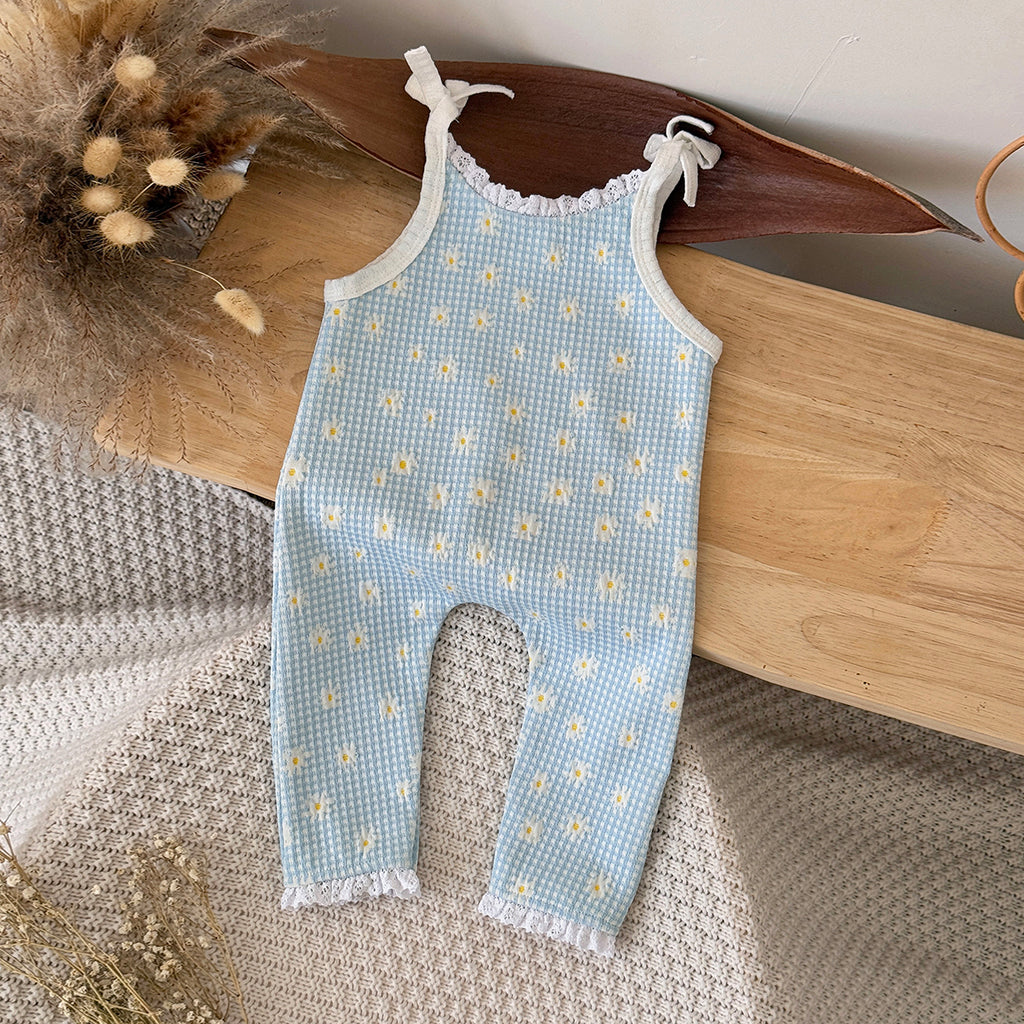 Baby Girl Floral Print Denim Overalls Casual Spring Autumn 6Months-3years