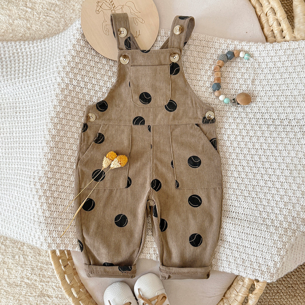 Toddler Tennis Print Corduroy Overalls