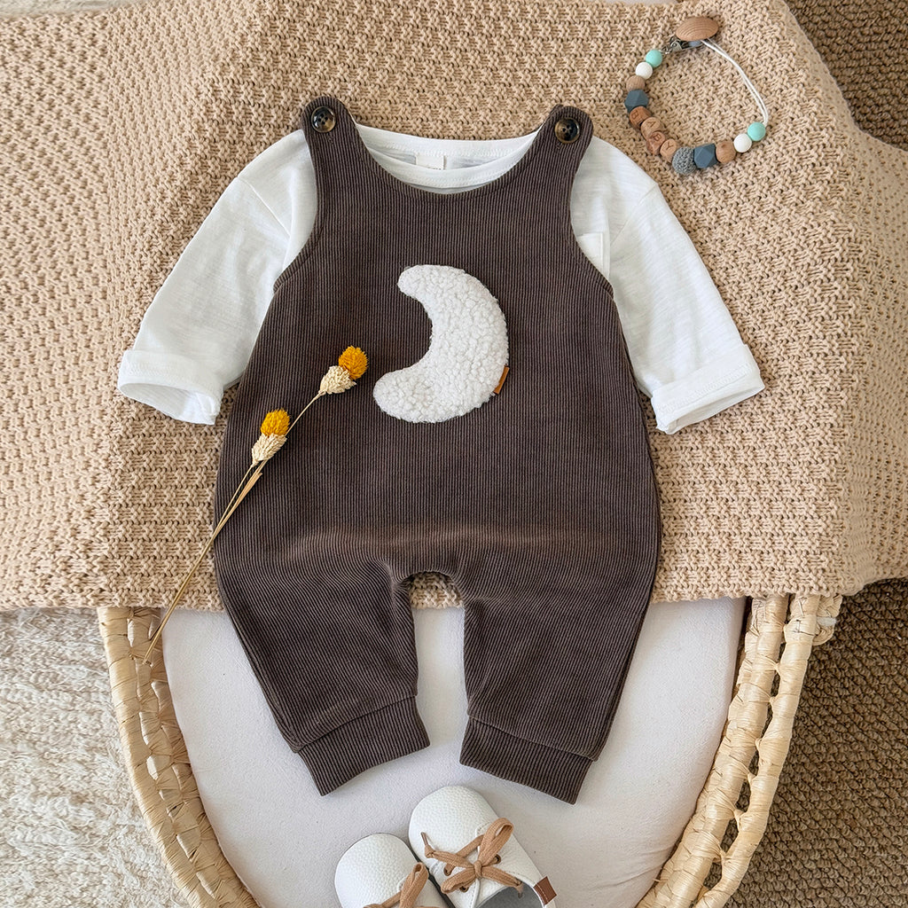 Baby Moon Embroidered Suspender Overalls Pants 1-18Months