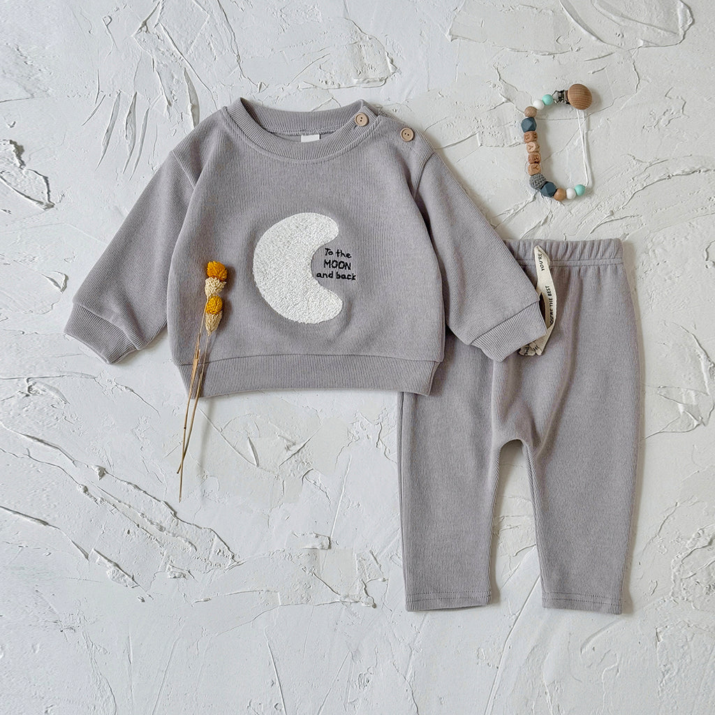 Baby Moon Embroidered Top and Pants Outfit Set 6Months-3Years