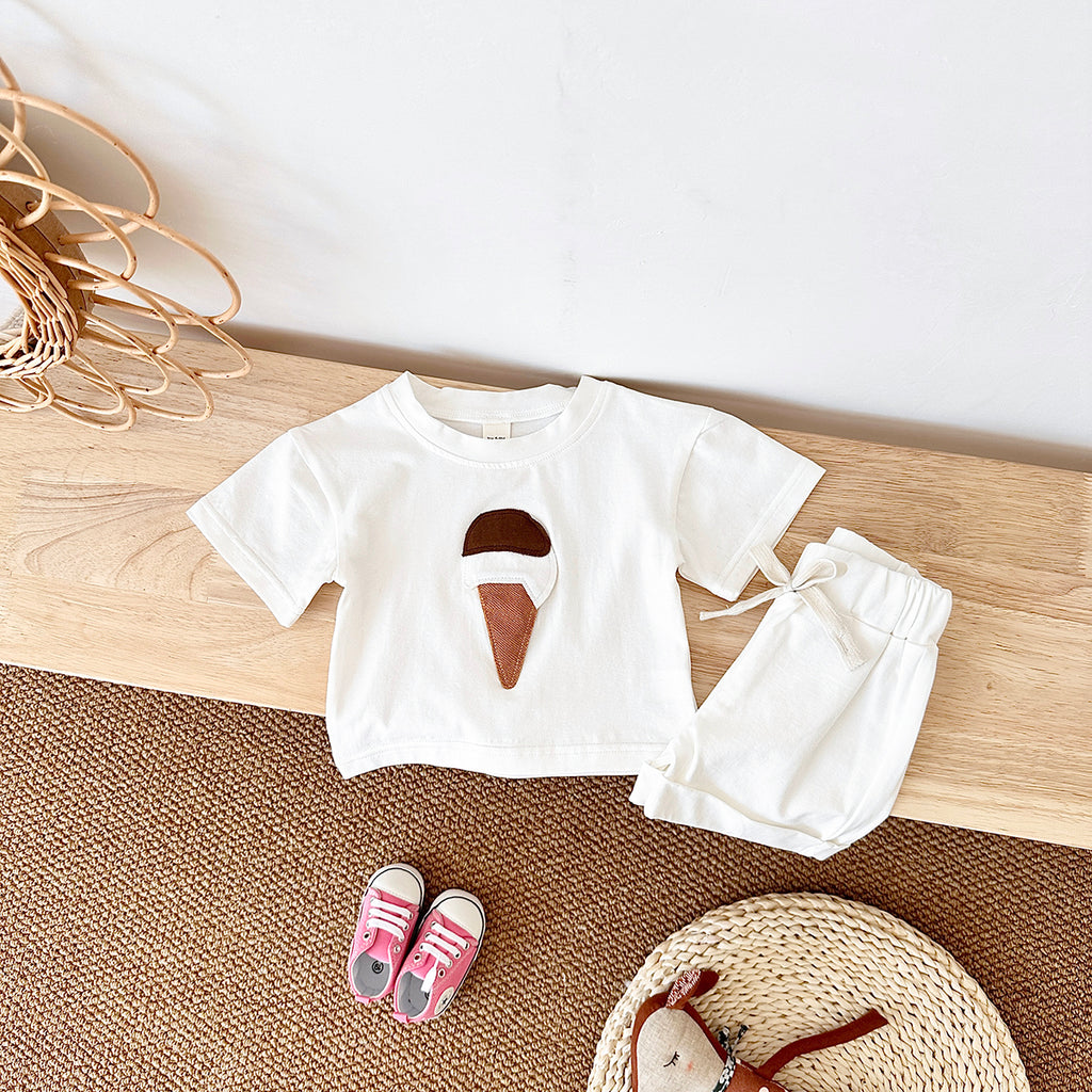 Cute Ice Cream Cone Summer 2-Piece Set for Baby Girls