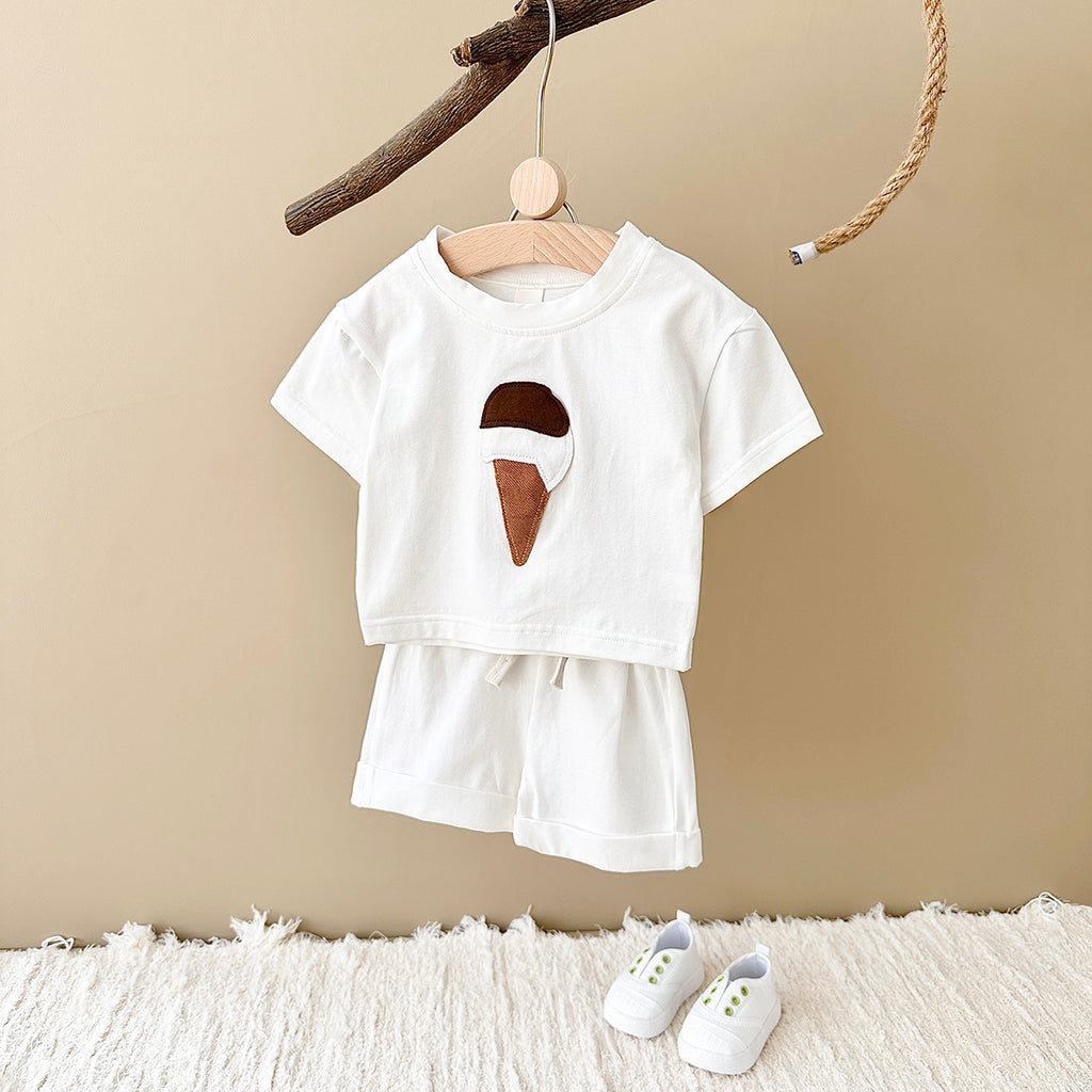 Cute Ice Cream Cone Summer 2-Piece Set for Baby Girls