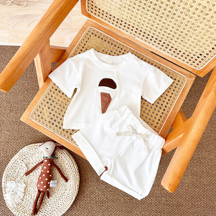 Cute Ice Cream Cone Summer 2-Piece Set for Baby Girls