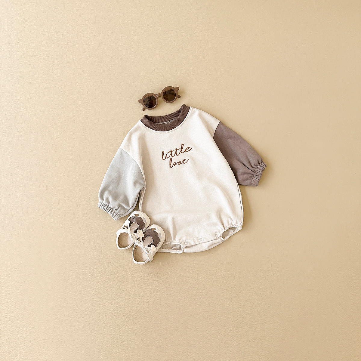 Letter Embroidery Splicing Design Spring Autumn Baby Jumpsuit 0-18 Months