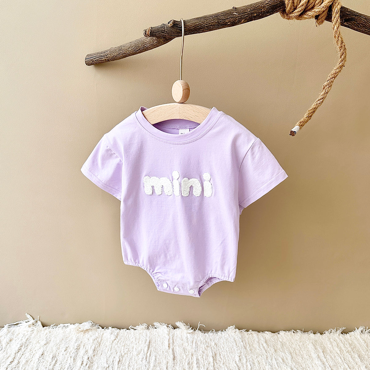 Summer Letter Embroidery Short Sleeve Romper
