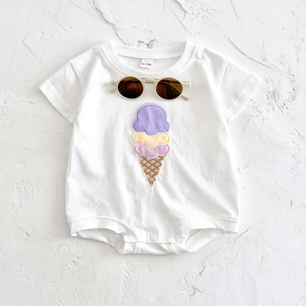 Summer Cute Cartoon White Ice Cream Print Set