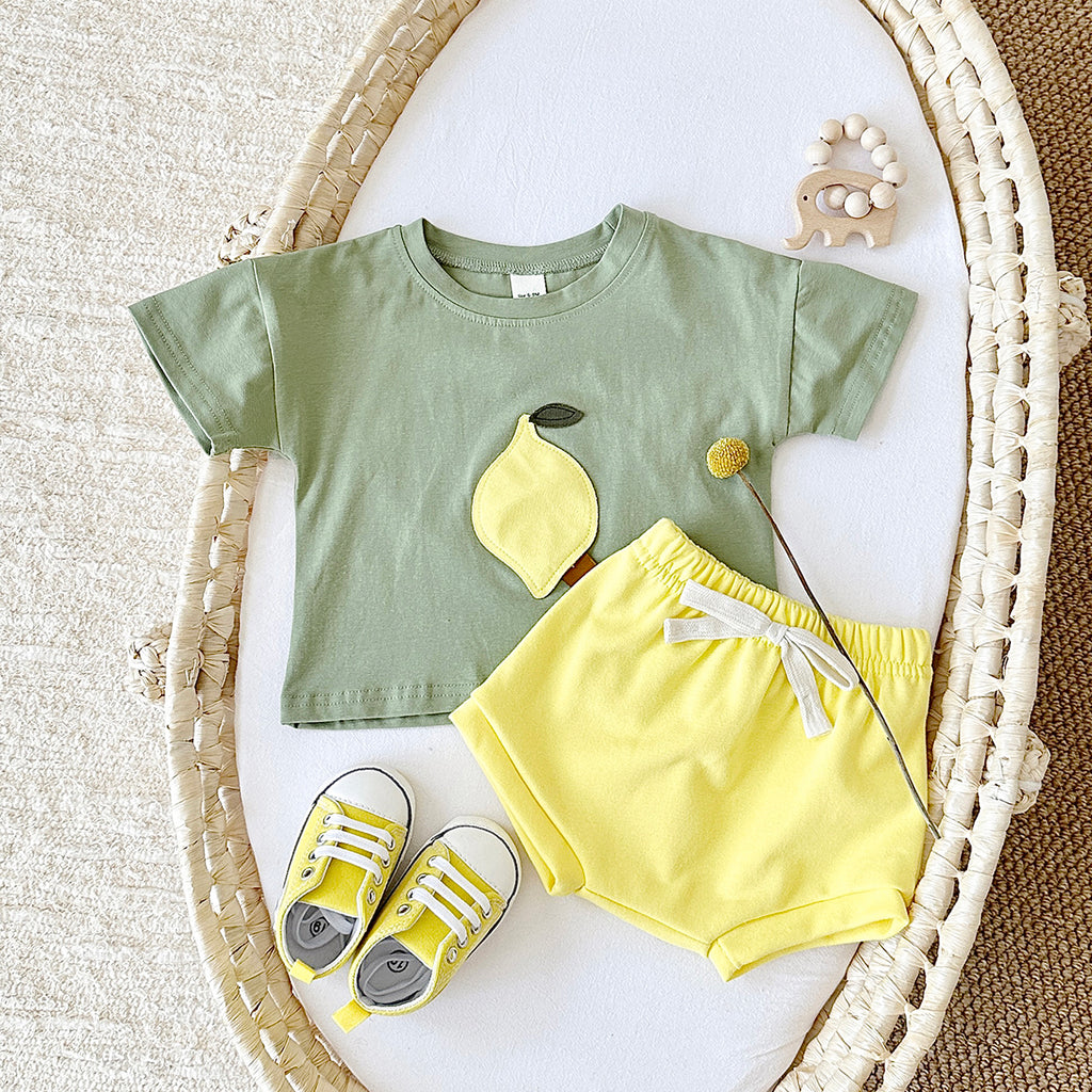 Cartoon Fruit Applique Summer 2-Piece Set
