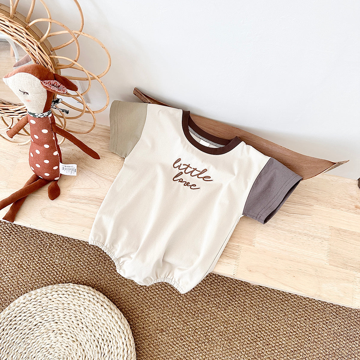 Summer Little Love Color Block Sleeve Romper