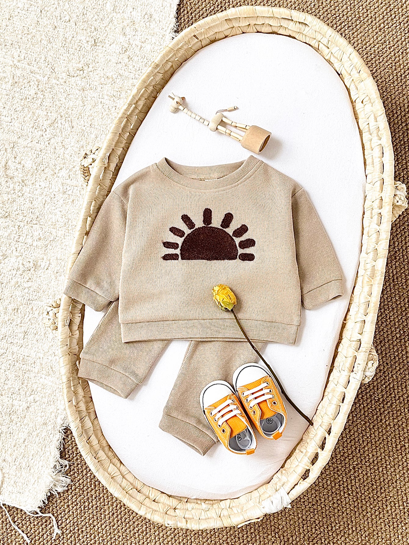 Solid Grey Infant Tracksuit Towel Rainbow Loose Big Crotch Base Outfit