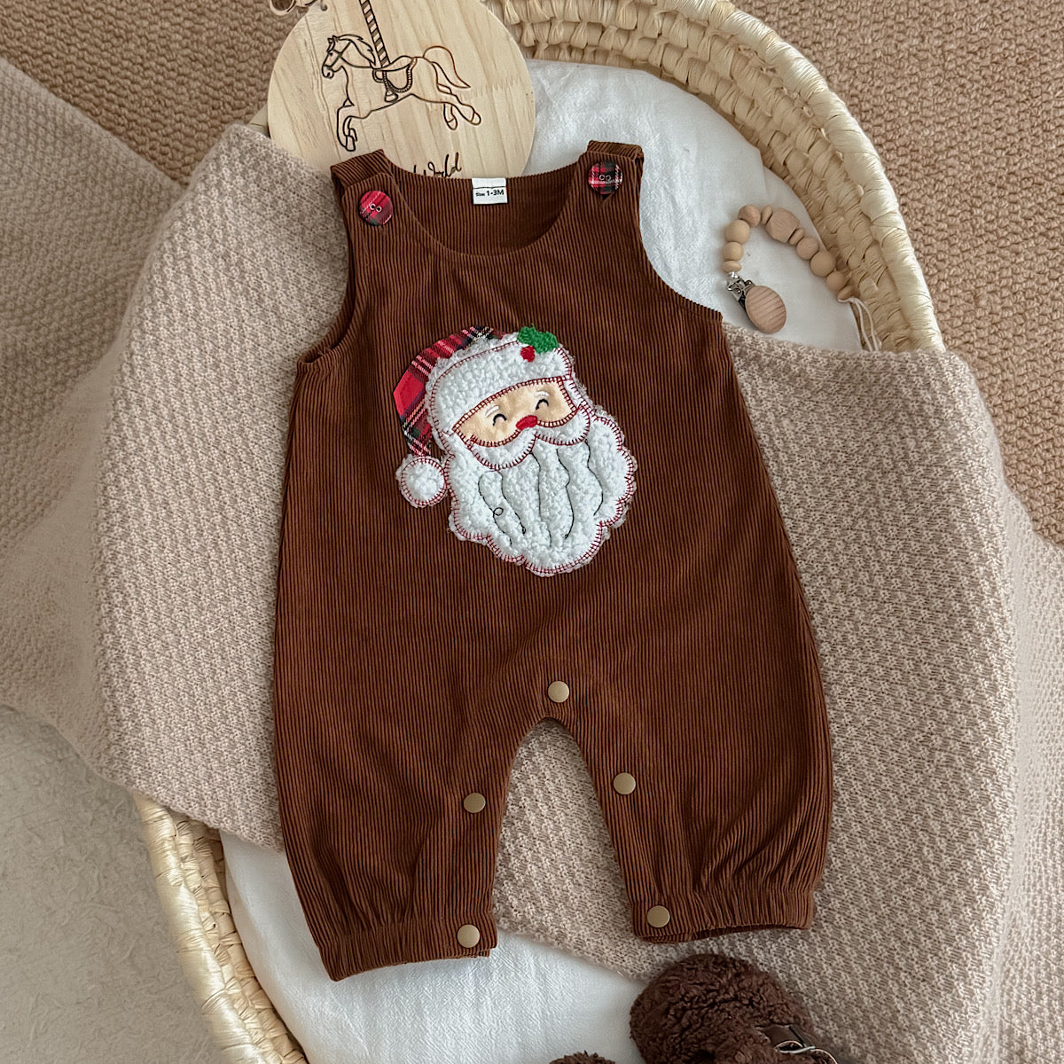 Santa Head Festive Overalls for Baby Boys & Girls