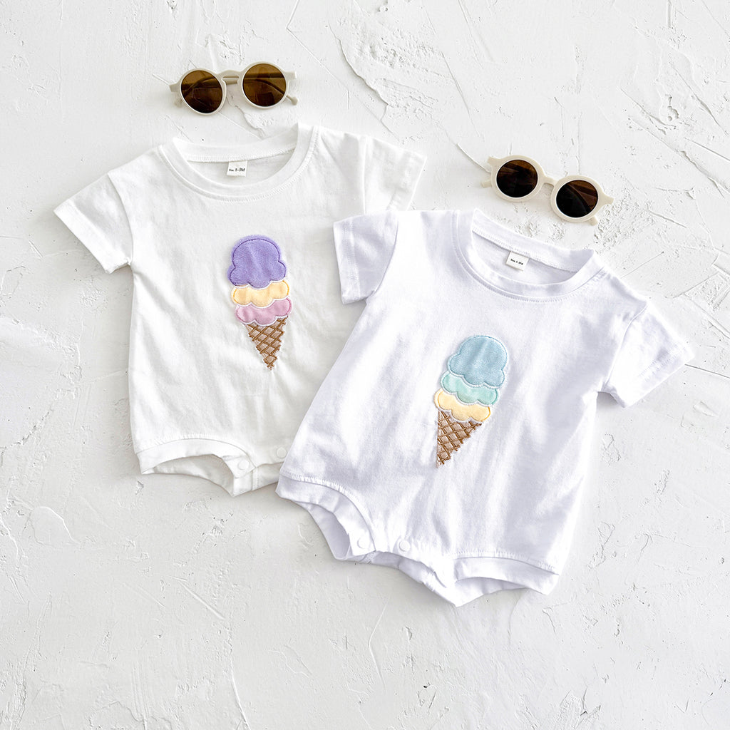 Summer Cute Cartoon White Ice Cream Print Set