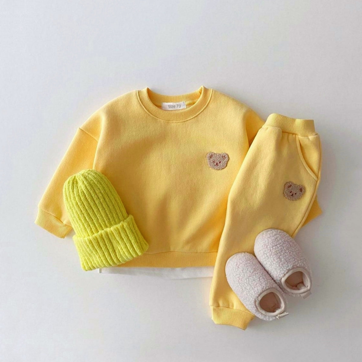 Neutral Baby Bear Embroidered Sports Set Winter 1-4 Years Old