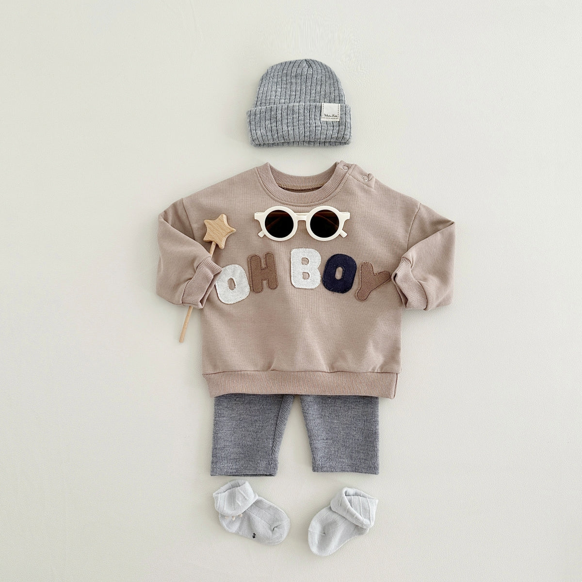 Neutral Baby Letter Pattern Sports Set 1-3 Years Old