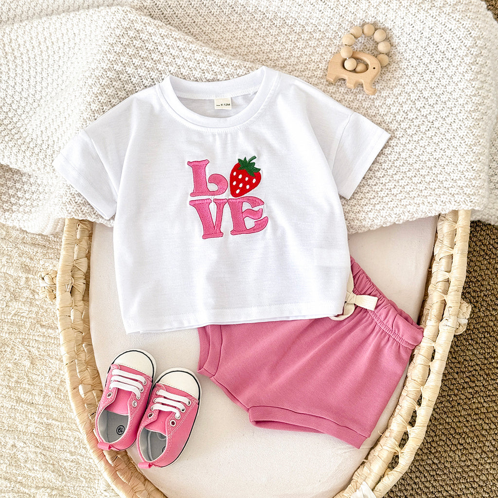 Summer Casual Colorful Letter Embroidery Set