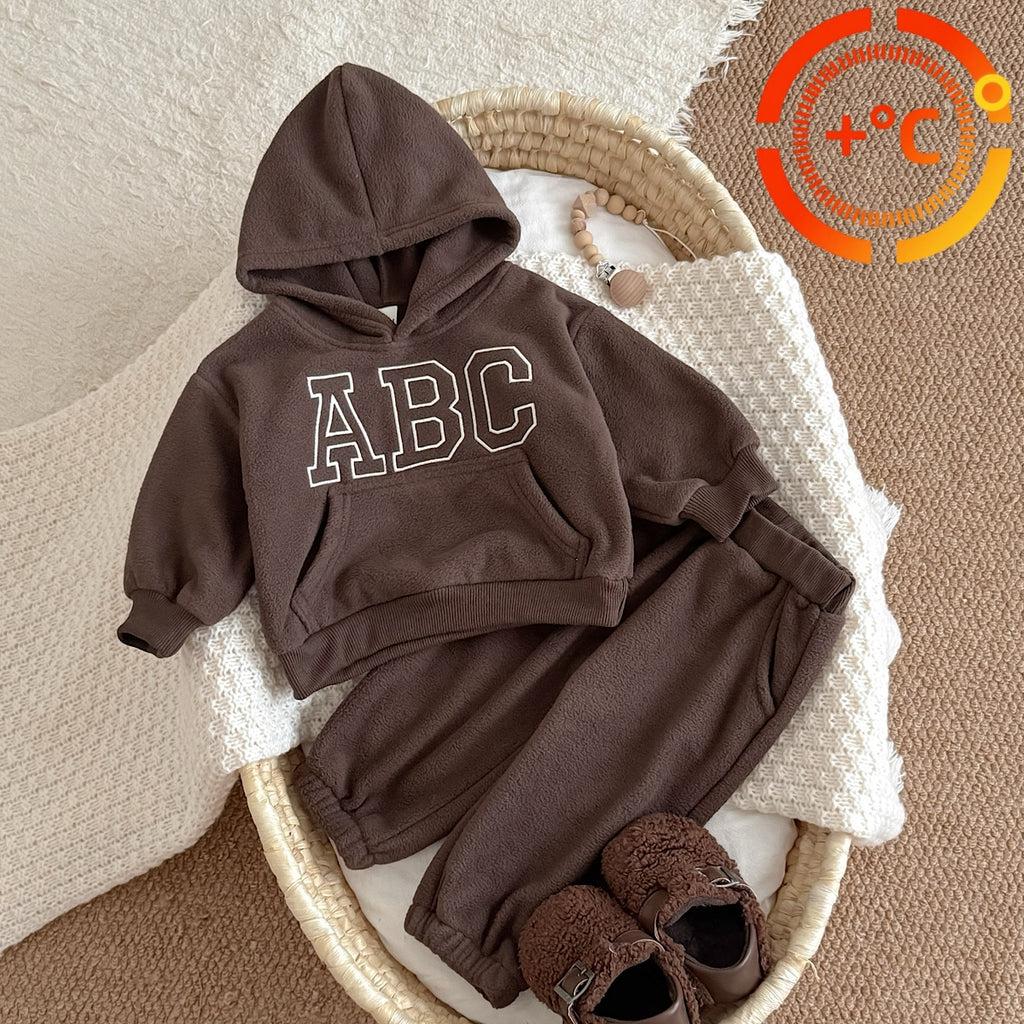 Hooded Autumn Winter Set for Baby Boys with ABC Letter Embroidery