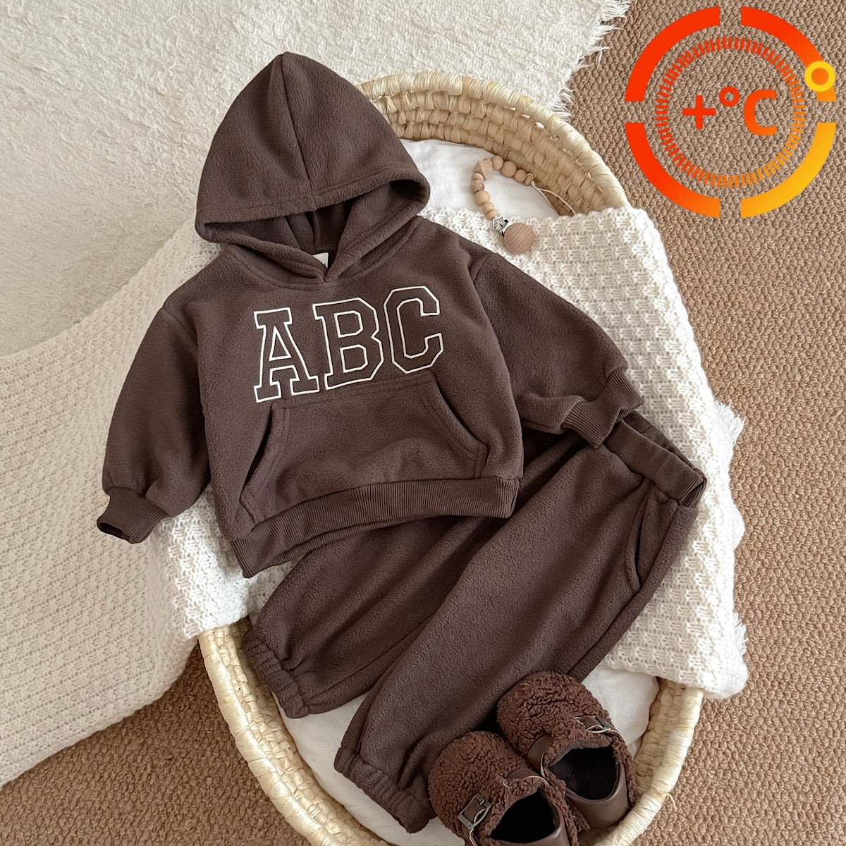 Hooded Autumn Winter Set for Baby Boys with ABC Letter Embroidery