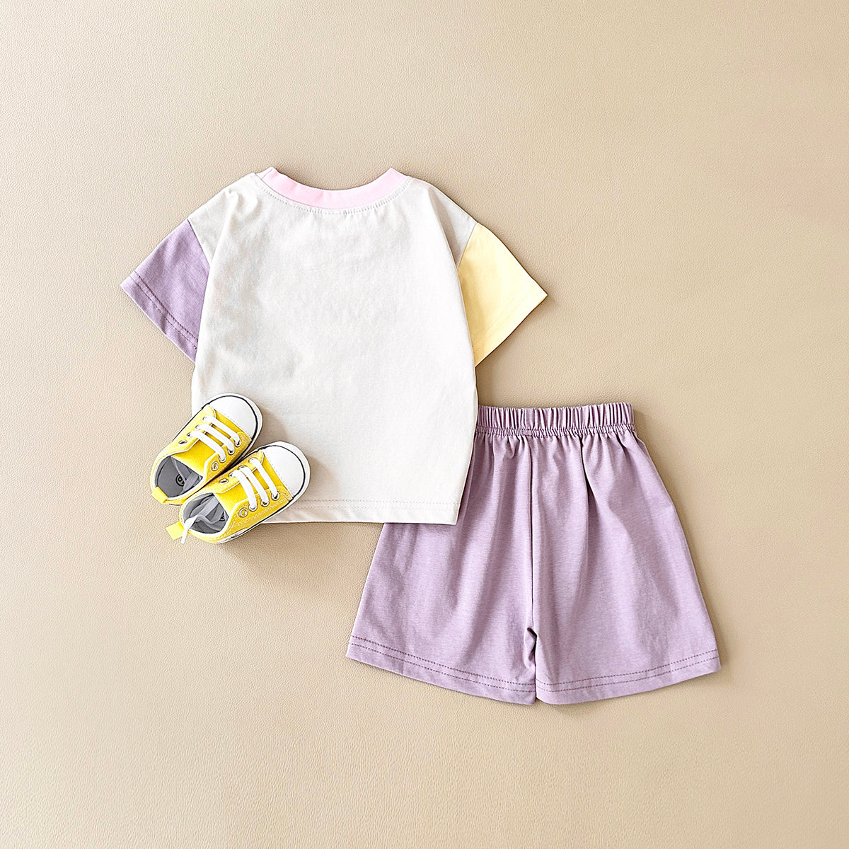 Summer Casual Color Spliced Short Sleeve Set