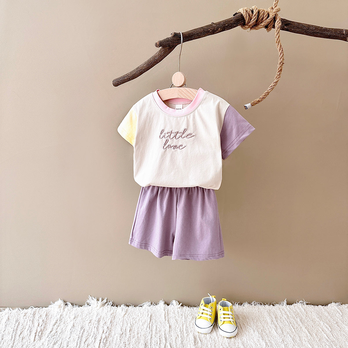 Summer Casual Color Spliced Short Sleeve Set