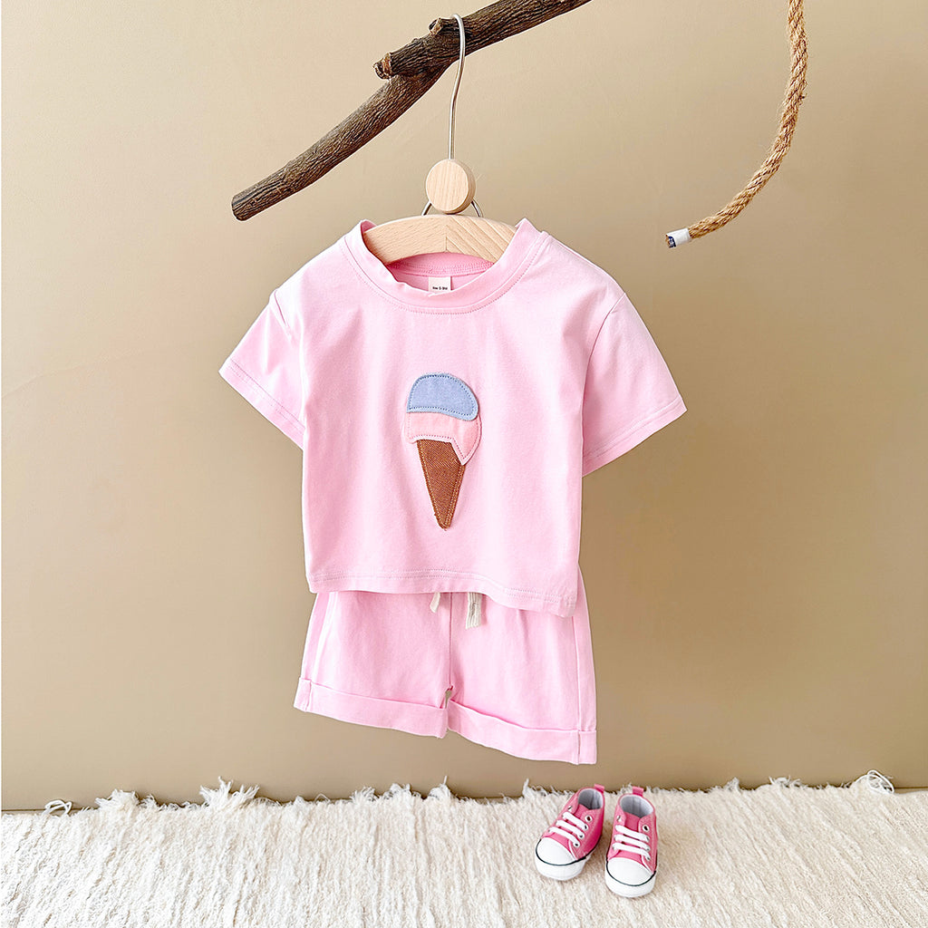 Cute Ice Cream Cone Summer 2-Piece Set for Baby Girls