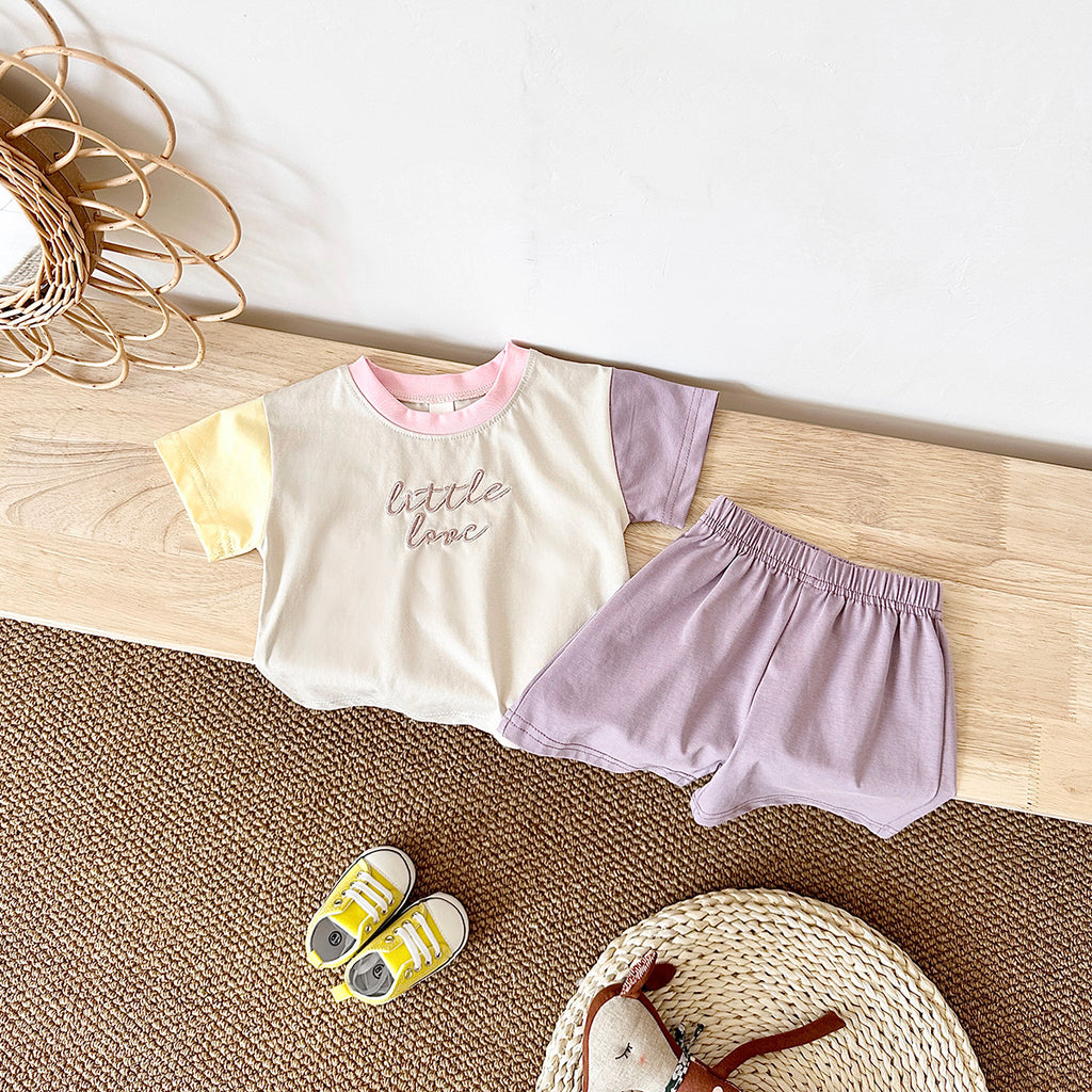Summer Casual Color Spliced Short Sleeve Set