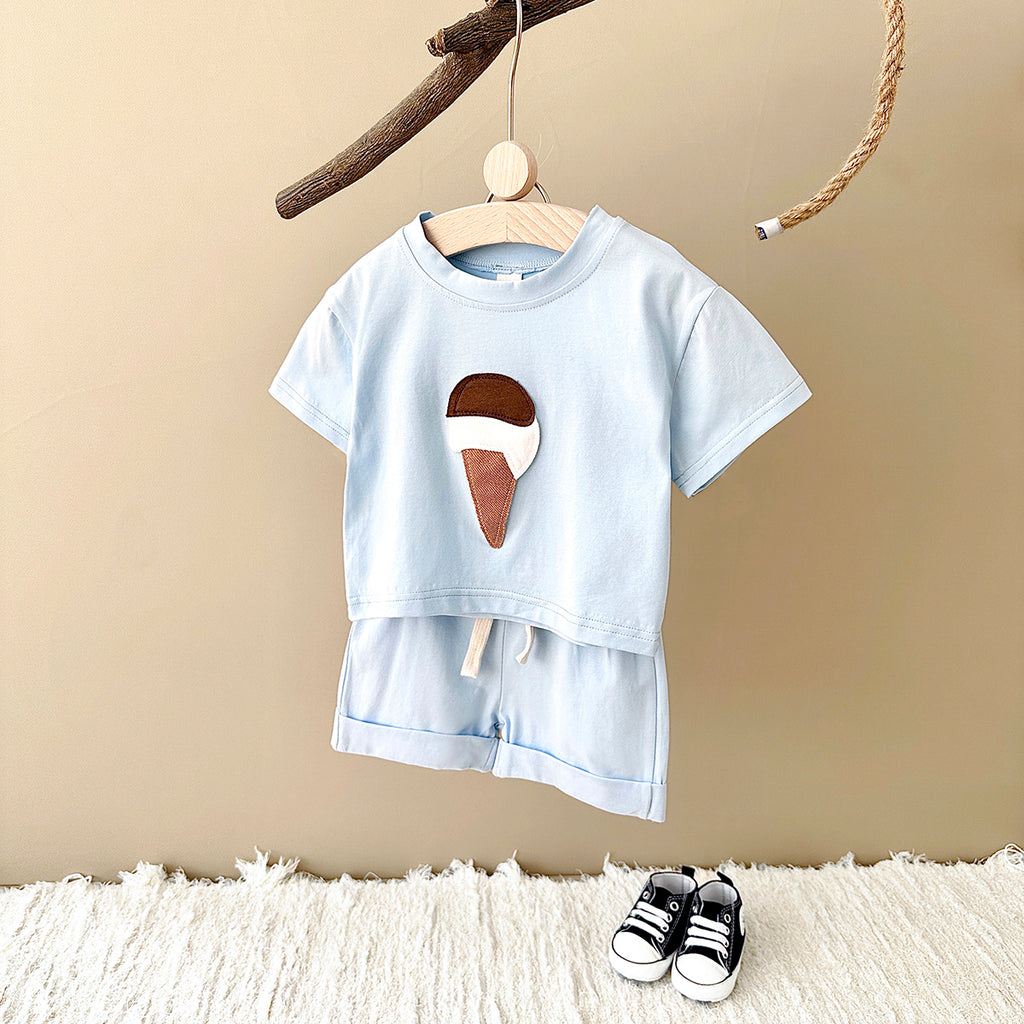 Cute Ice Cream Cone Summer 2-Piece Set for Baby Girls
