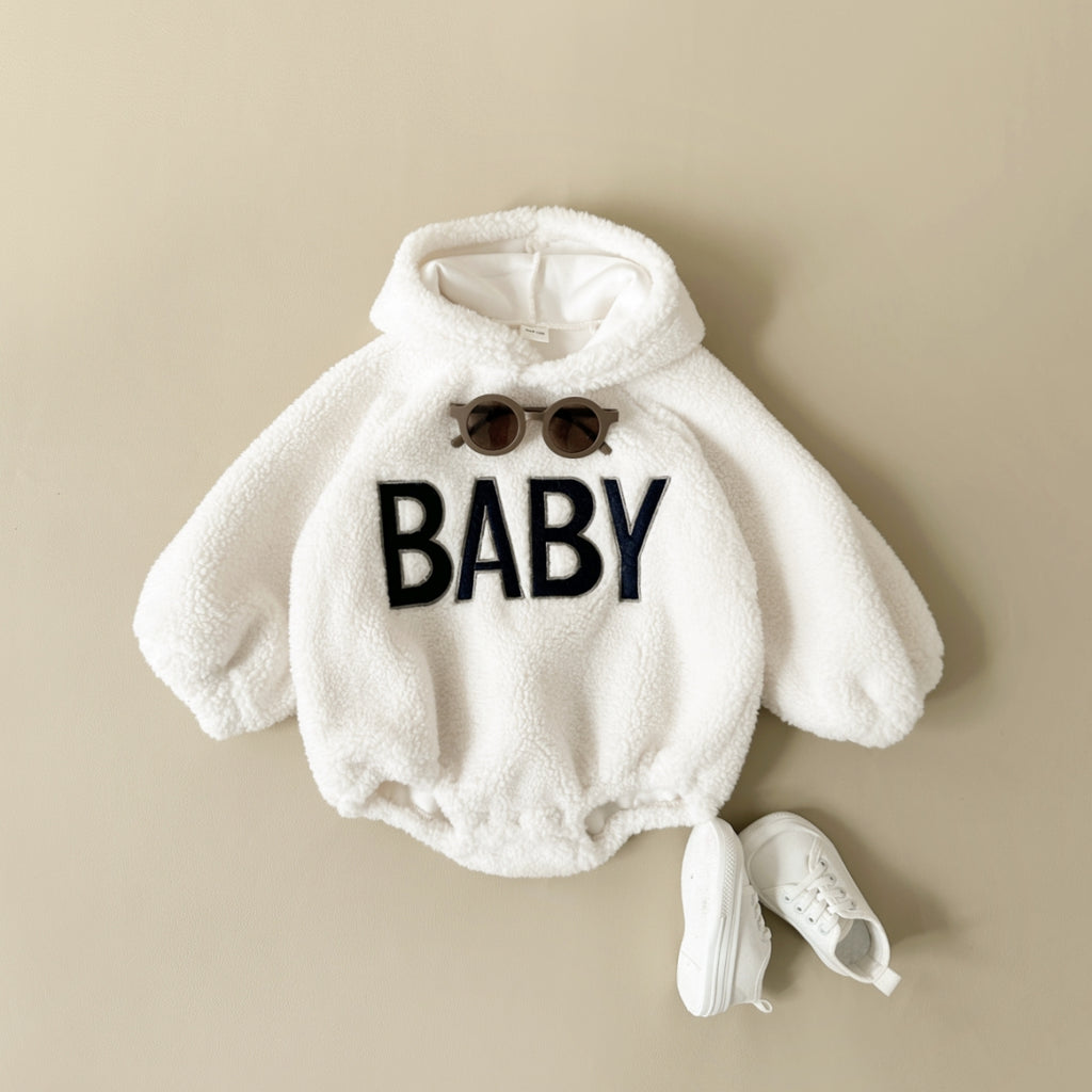 Neutral baby letter pattern long sleeved winter jumpsuit for 1-18 months