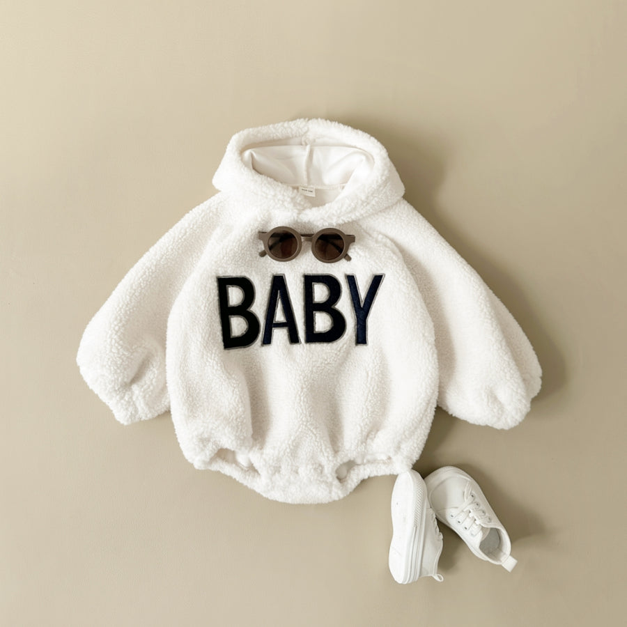Neutral baby letter pattern long sleeved winter jumpsuit for 1-18 months