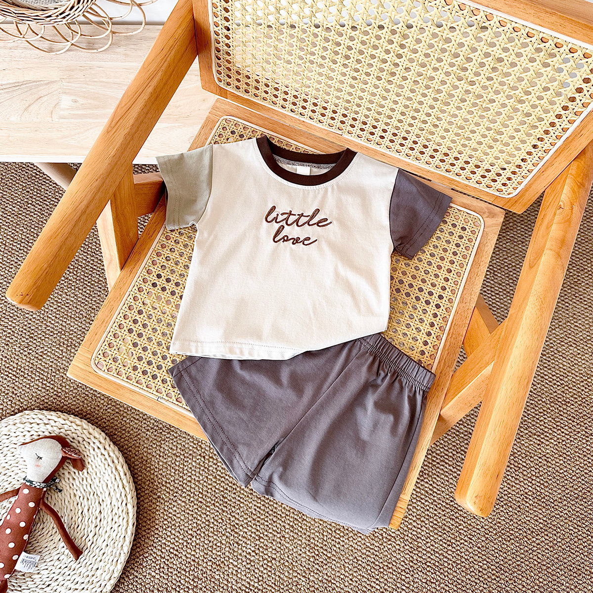 Summer Casual Color Spliced Short Sleeve Set