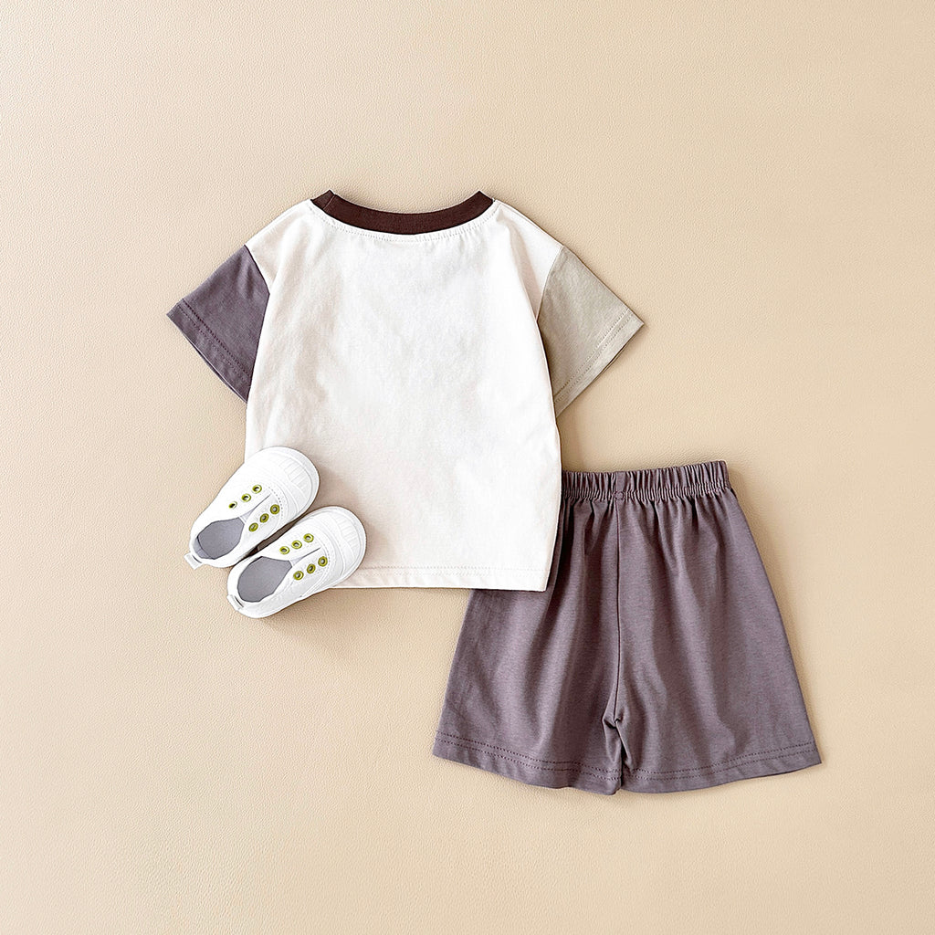 Summer Casual Color Spliced Short Sleeve Set