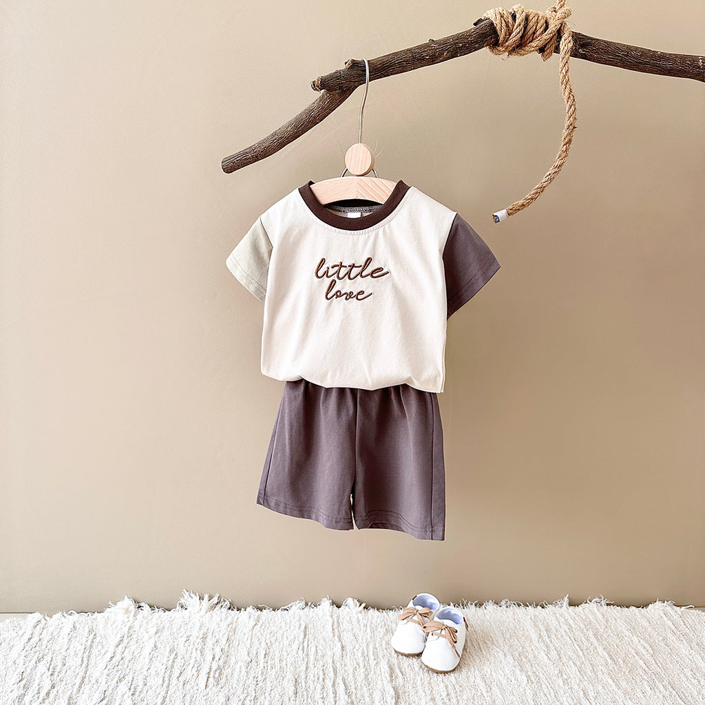 Summer Casual Color Spliced Short Sleeve Set