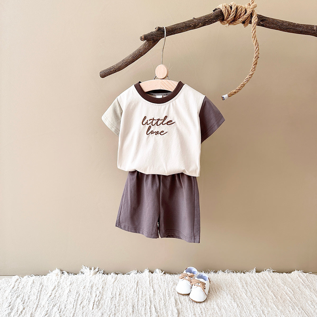 Summer Casual Color Spliced Short Sleeve Set