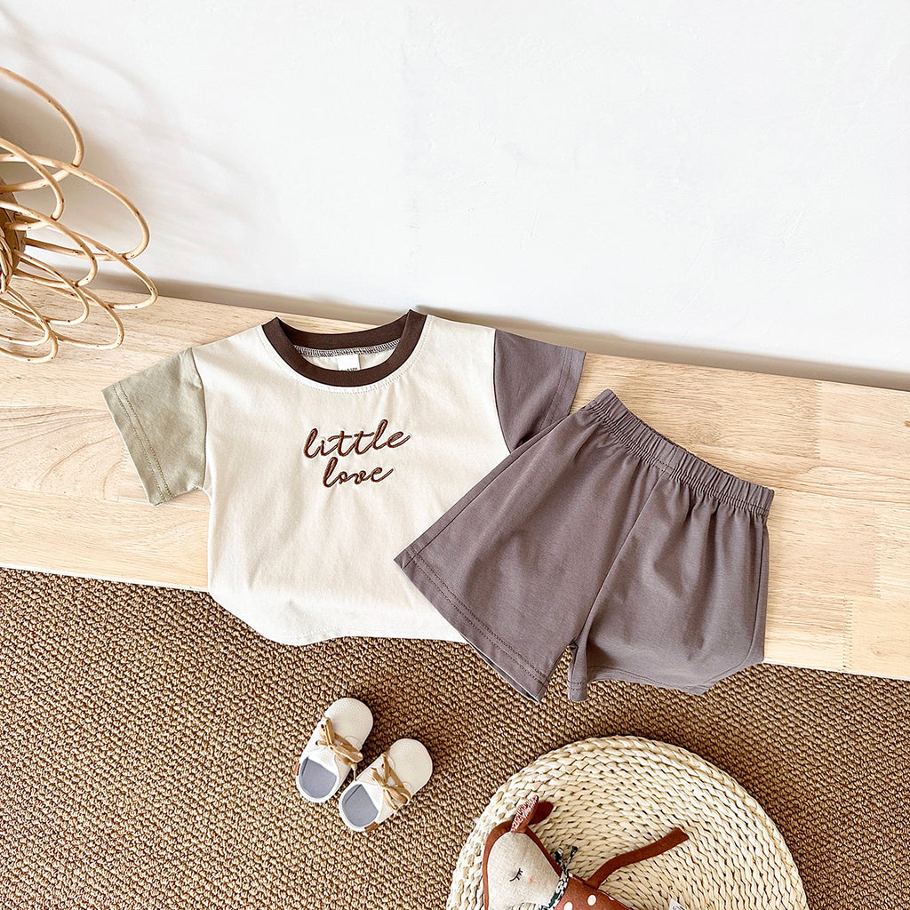 Summer Casual Color Spliced Short Sleeve Set