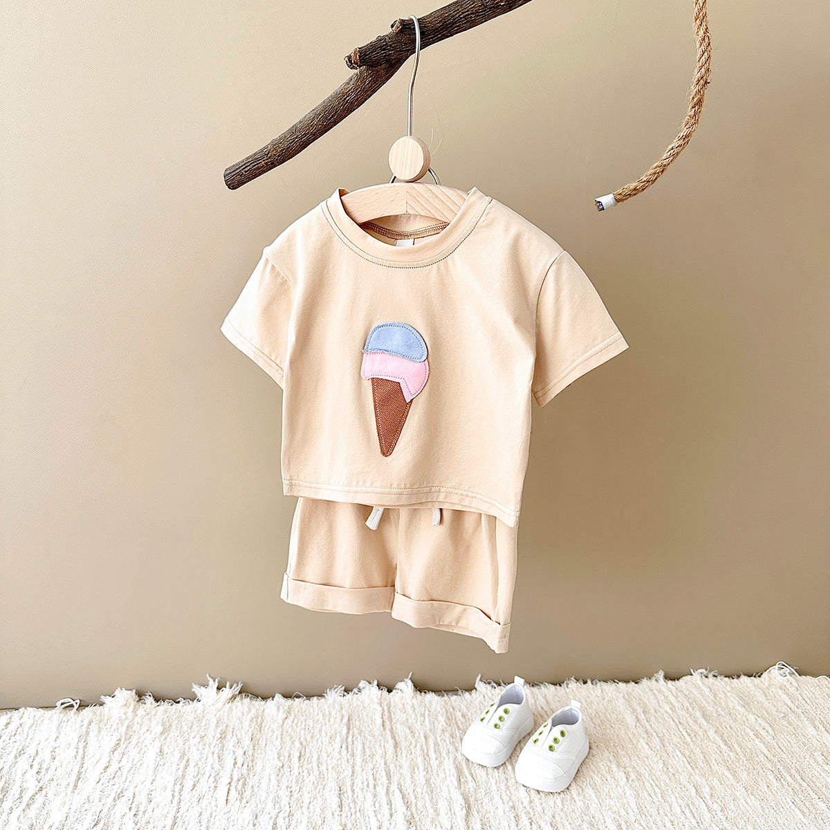 Cute Ice Cream Cone Summer 2-Piece Set for Baby Girls